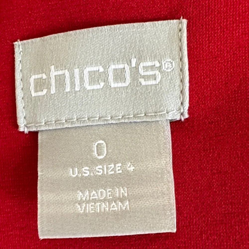 Chico's Vibrant Red Dress with Lace Sleeves, M - Picture 10 of 14